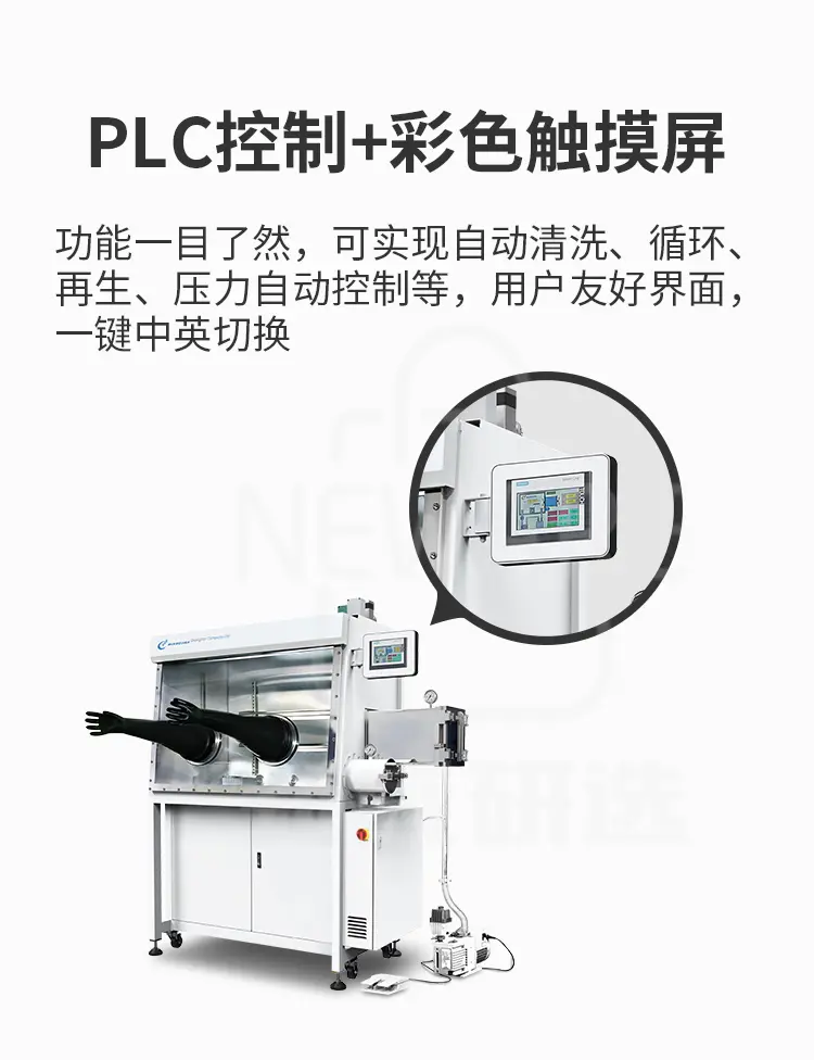手套箱采用PLC控制和彩色触摸屏